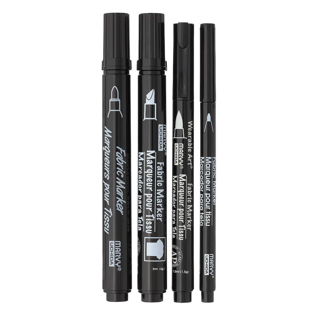 Marvy® Uchida Permanent Fabric Ink Marker Set, Black